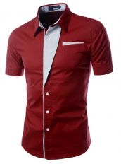 Красная рубашка с отложной планкой