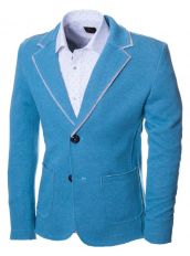 Голубой трикотажный пиджак