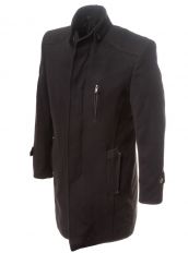 Черное пальто со стеганной подкладкой