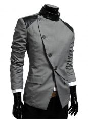 Серый пиджак с косым бортом