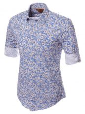 Голубая рубашка с цветочным принтом