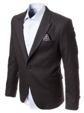 Черный текстурный пиджак на одной пуговице