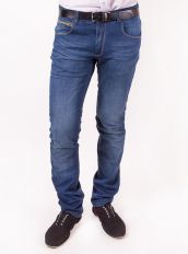 Синие джинсы с кожаным кармашком Gattoi