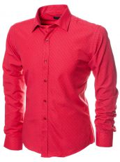 Красная приталенная рубашка с орнаментом