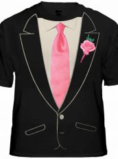 Cмокинг-футболка с розовым галстуком