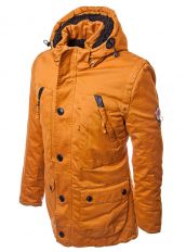 Оранжевая утепленная куртка с капюшоном