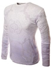 Молочный тонкий свитер с орнаментом