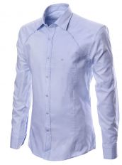 Голубая рубашка с контрастной строчкой Ettore