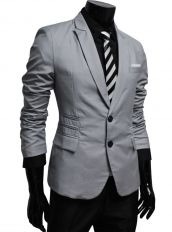 Серый мужской приталенный пиджак