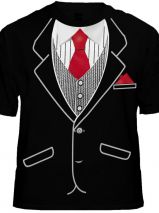 Классическая смокинг-футболка с красным галстуком