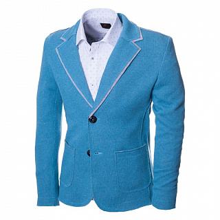 Голубой трикотажный пиджак