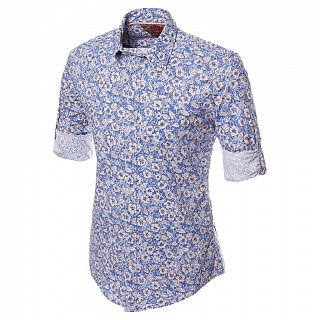Голубая рубашка с цветочным принтом