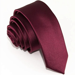 Бордовый узкий галстук