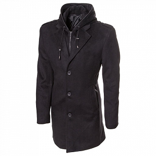 Черное пальто с капюшоном