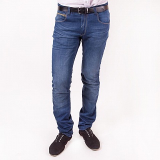 Синие джинсы с кожаным кармашком Gattoi