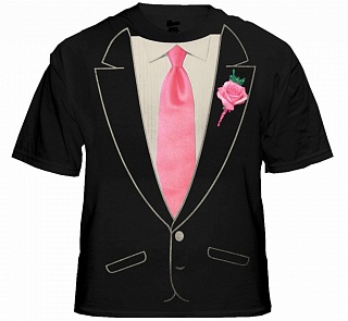Cмокинг-футболка с розовым галстуком