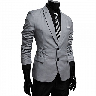 Серый мужской приталенный пиджак