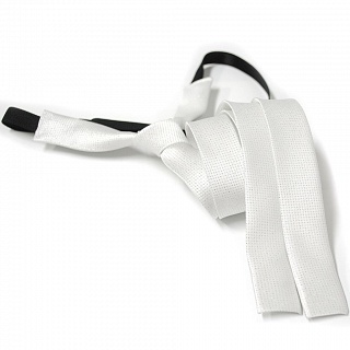 Белый двойной галстук с блестками