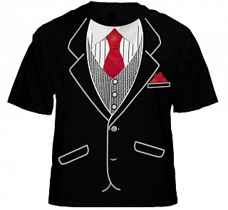 Классическая смокинг-футболка с красным галстуком